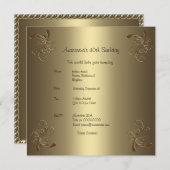 Birthday Party Gold Floral 40th Kaart (Voorkant / Achterkant)