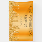 Birthday party gold glitter sparkle name Welcome Spandoek (Verticaal)