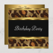 Birthday Party Gold Leopard Kaart (Voorkant / Achterkant)