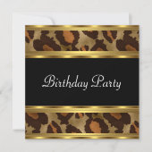 Birthday Party Gold Leopard Kaart (Voorkant)