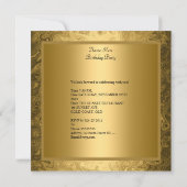 Birthday Party Gold op Gold Metal Glitter Kaart (Achterkant)