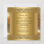 Birthday Party Gold op Gold White Diamond Kaart (Achterkant)