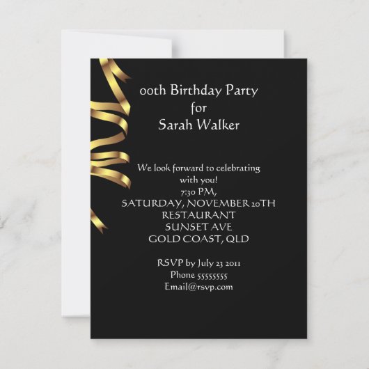 Birthday Party Gold Oranje Yellow Shoes Kaart (Achterkant)