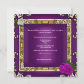 Birthday Party Gold Paars Plum Cream Roos Kaart (Achterkant)