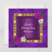 Birthday Party Gold Paars Plum roze Rose Kaart (Voorkant)