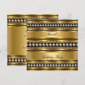 Birthday Party Gold Pearl Leopard Kaart (Voorkant / Achterkant)