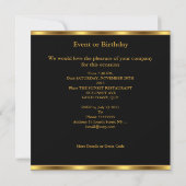 Birthday Party Gold Tegel Trim Black Diamond Kaart (Achterkant)