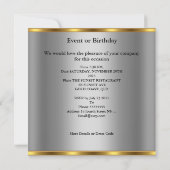 Birthday Party Gold Tegel Trim Silver Grey Diamond Kaart (Achterkant)