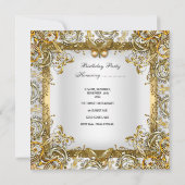 Birthday Party Gold White Butterfly Afbeelding Kaart (Achterkant)