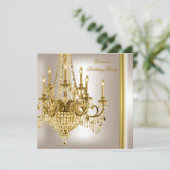Birthday Party Gold White Cream Chandelier 2 Kaart (Staand voorkant)