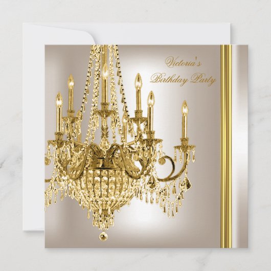 Birthday Party Gold White Cream Chandelier 2 Kaart (Voorkant)
