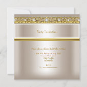 Birthday Party Gold White Cream Chandelier Kaart (Achterkant)