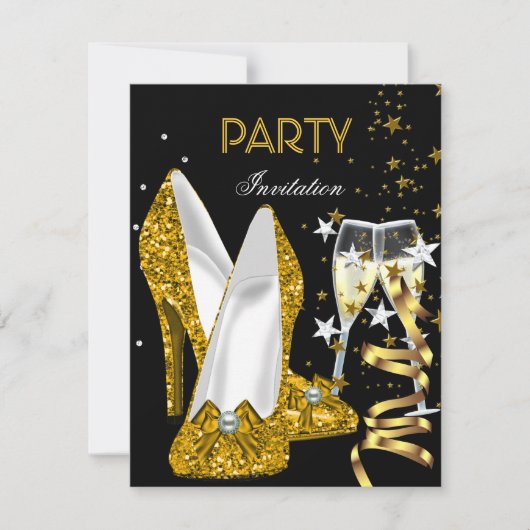 Birthday Party Gold Yellow Shoes Kaart (Voorkant)