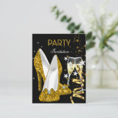 Birthday Party Gold Yellow Shoes Kaart (Staand voorkant)