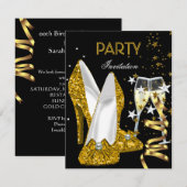 Birthday Party Gold Yellow Shoes Kaart (Voorkant / Achterkant)