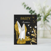 Birthday Party Gold Yellow Shoes Kaart (Staand voorkant)