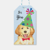 Birthday Party Golden Retriever Cadeaulabel (Voorkant)