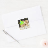 Birthday Party Golden Retriever Vierkante Sticker (Envelop)