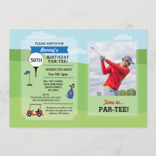Birthday Party Golf Any Age Golfing Photo Invite Kaart