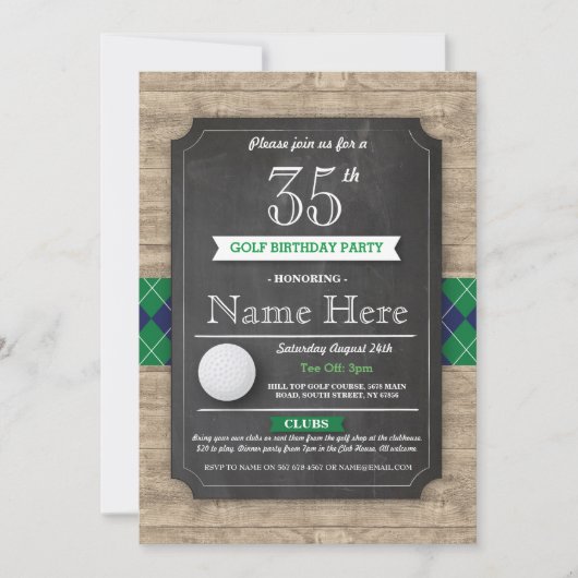 Birthday Party Golf Ball Any Age Golfing Invite Kaart (Voorkant)