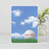 Birthday Party Golf Ball in Grass Kaart (Staand voorkant)