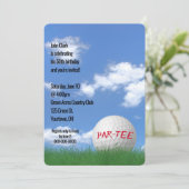 Birthday Party Golf Ball in Grass Kaart (Staand voorkant)