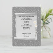 Birthday Party gray and pin dot Invitation Kaart (Staand voorkant)