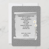 Birthday Party gray and pin dot Invitation Kaart (Voorkant)