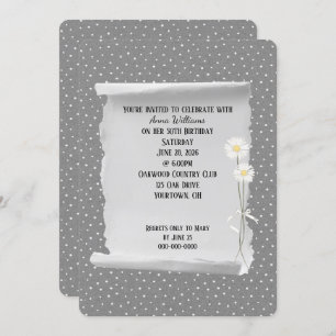 Birthday Party gray and pin dot Invitation Kaart