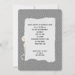 Birthday Party gray and pin dot Invitation Kaart