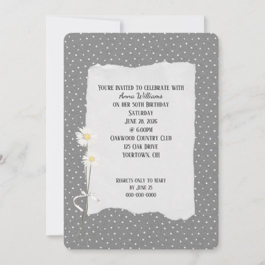 Birthday Party gray and pin dot Invitation Kaart (Voorkant)