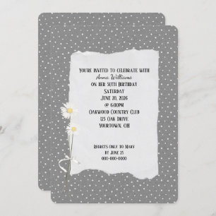 Birthday Party gray and pin dot Invitation Kaart