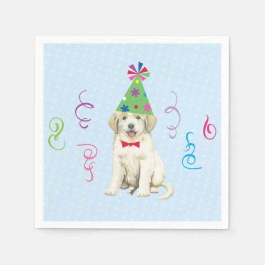 Birthday Party Great Pyrenees Napkins Servet (Voorkant)