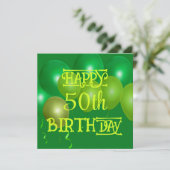 Birthday Party Green Balloons Uitnodiging (Staand voorkant)