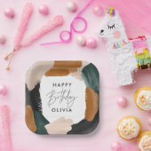 Birthday party Green terracotta abstract decor Papieren Bordje (Feest)