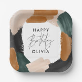 Birthday party Green terracotta abstract decor Papieren Bordje (Voorkant)