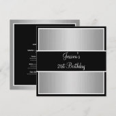 Birthday Party Grey Fine Stripes Black & White Kaart (Voorkant / Achterkant)
