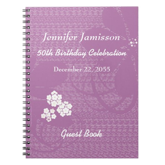 Birthday Party Guest Book Paars Florence Notitiebo Notitieboek (Voorkant)