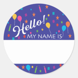 Birthday Party Hallo Name Tag Ronde Sticker
