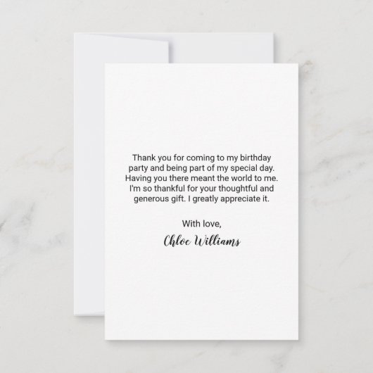 Birthday party Hartelijk dank Bedankkaart (Achterkant)