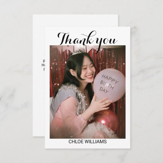 Birthday party Hartelijk dank Bedankkaart (Voorkant / Achterkant)