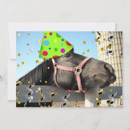 Birthday Party Horse Invite Kaart (Voorkant)