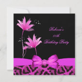 Birthday Party Hot Pink Leopard Kaart (Voorkant)