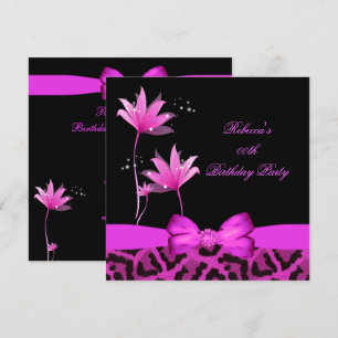 Birthday Party Hot Pink Leopard Kaart