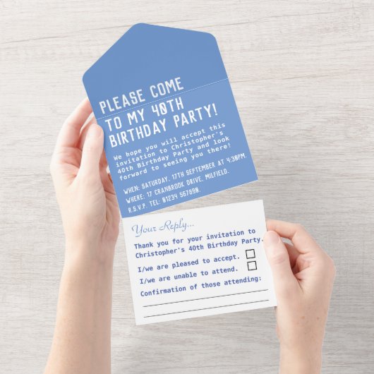 Birthday party in één uitnodiging (Afscheurbaar)