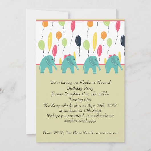 Birthday Party Invision for Daughter Turning One Kaart (Voorkant)