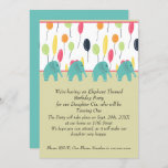 Birthday Party Invision for Daughter Turning One Kaart<br><div class="desc">Uitnodiging voor een Elephant Thleefde verjaardagsfeestje voor dochter die er een draait. Alle woorden staan op de voorkant van het ontwerp, maar je kunt het veranderen, als je sommige woorden aan de achterkant wilt toevoegen. U zult ook de woorden aan de voorzijde willen veranderen. Bedankt aan Hungryjpeg voor enkele elementen...</div>