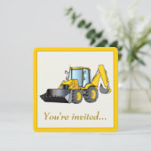 Birthday Party Invision with Backhoe Kaart (Staand voorkant)