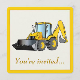 Birthday Party Invision with Backhoe Kaart