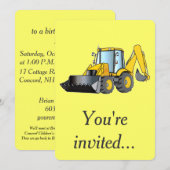 Birthday Party Invision with Backhoe Kaart (Voorkant / Achterkant)